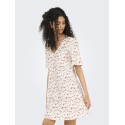 JDY Carrie Kjole - Cloud Dancer / Red Mini Flower