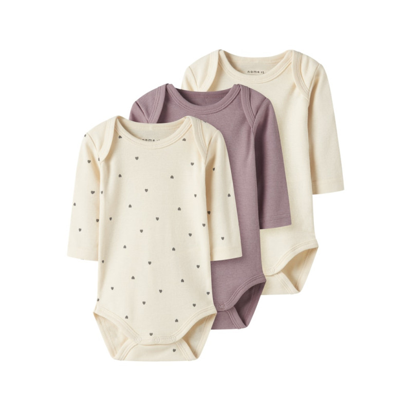 NAME IT BABY Body Heart 3-Pak Bodystocking - Summer Sand