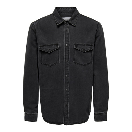 ONLY & SONS Bane Denim Skjorte - Dark Grey Denim