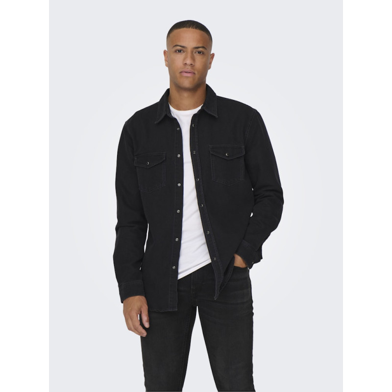 ONLY & SONS Bane Denim Skjorte - Dark Grey Denim