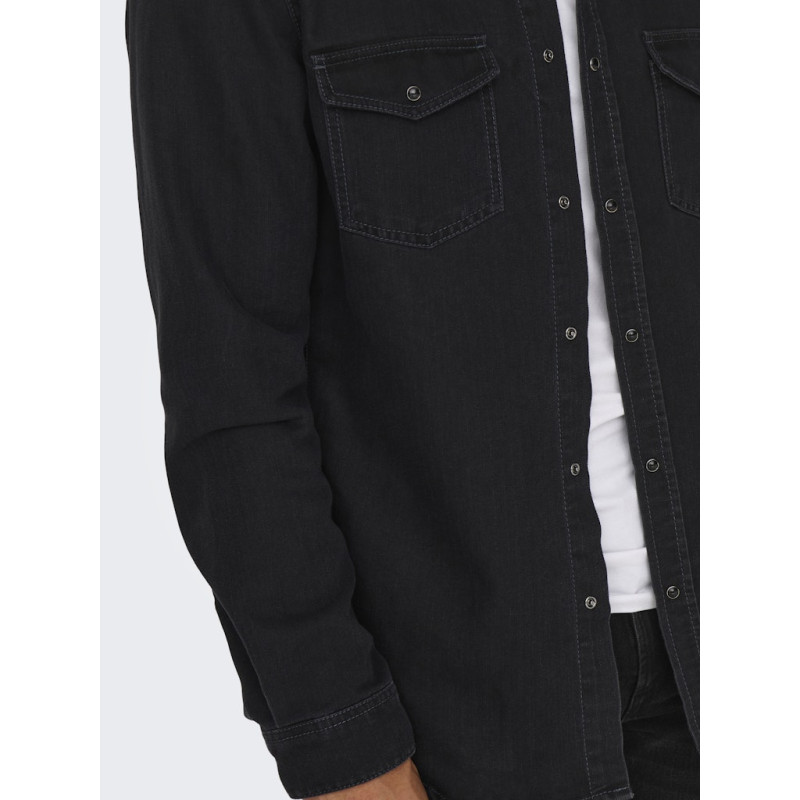 ONLY & SONS Bane Denim Skjorte - Dark Grey Denim