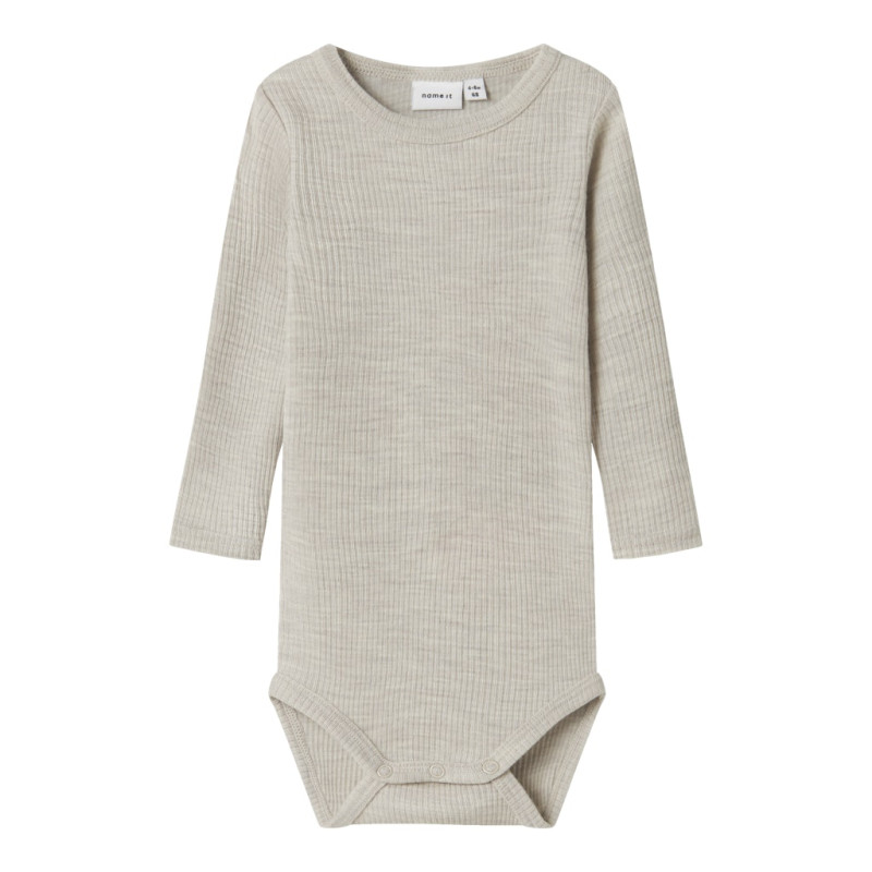 NAME IT BABY Wax L/S Uld Bodystocking - Nacreous Cloud