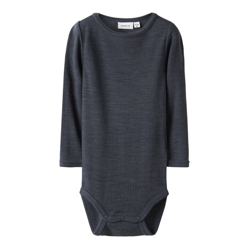 NAME IT BABY Wax L/S Uld Bodystocking - Ombre Blue