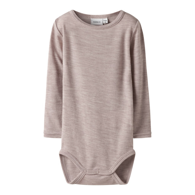 NAME IT BABY Wax L/S Uld Bodystocking - Shadow Gray
