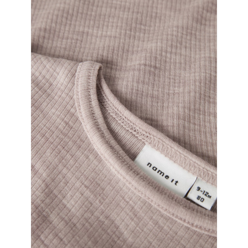 NAME IT BABY Wax L/S Uld Bodystocking - Shadow Gray