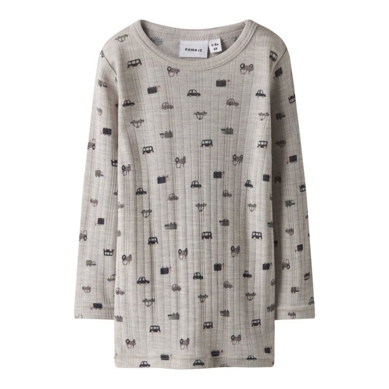 NAME IT MINI Wang Uld Bluse - Nacreous Cloud / Small Cars