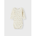 NAME IT BABY Wang Uld L/S Bodystocking - Snow White / Small Flowers
