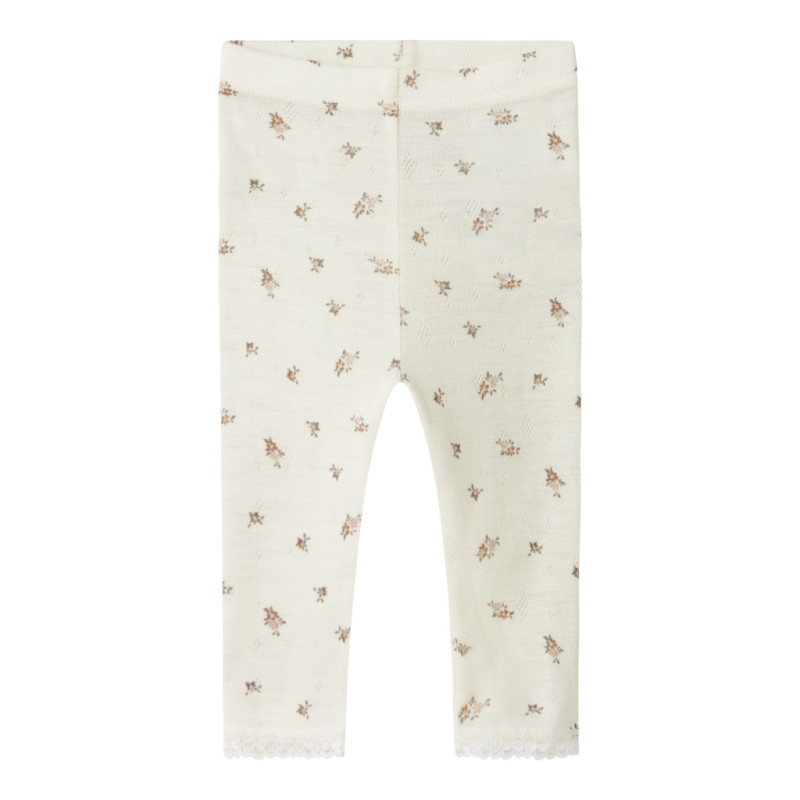 NAME IT BABY Wang Uld Skiunderbukser - Snow White / Small Flowers