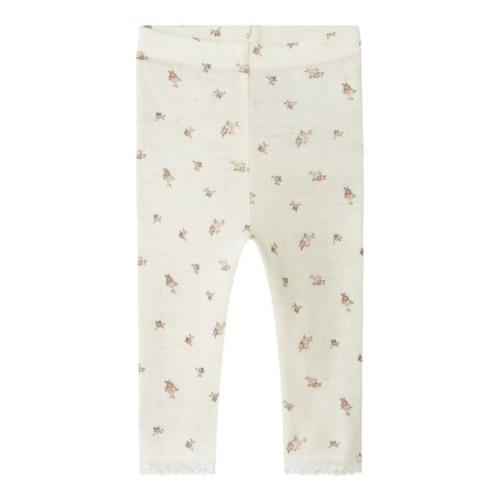 NAME IT BABY Wang Uld Skiunderbukser - Snow White / Small Flowers