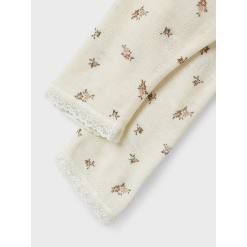 NAME IT BABY Wang Uld Skiunderbukser - Snow White / Small Flowers