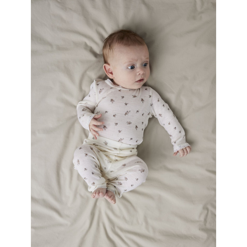 NAME IT BABY Wang Uld Skiunderbukser - Snow White / Small Flowers