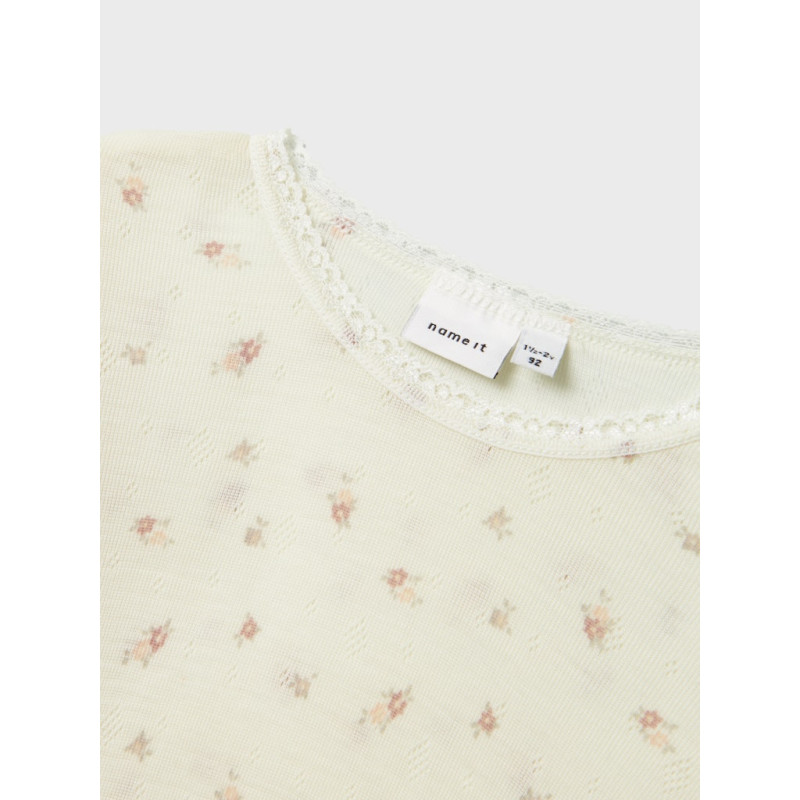 NAME IT MINI Wang Uld Bluse - Snow White / Small Flowers