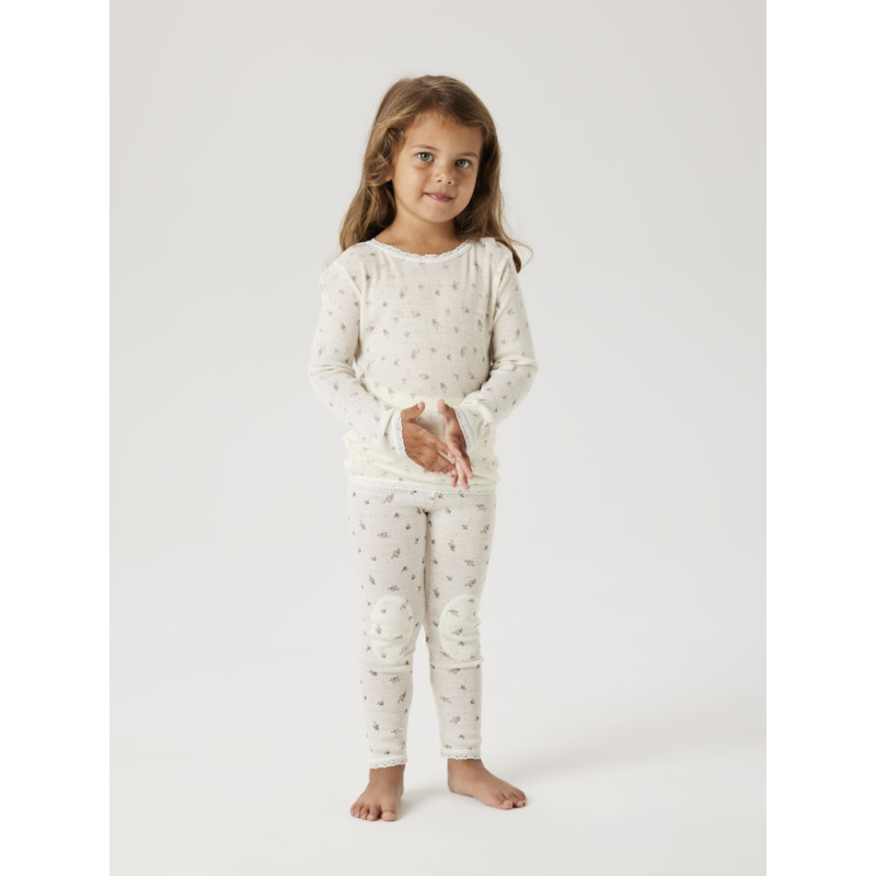 NAME IT MINI Wang Uld Bluse - Snow White / Small Flowers