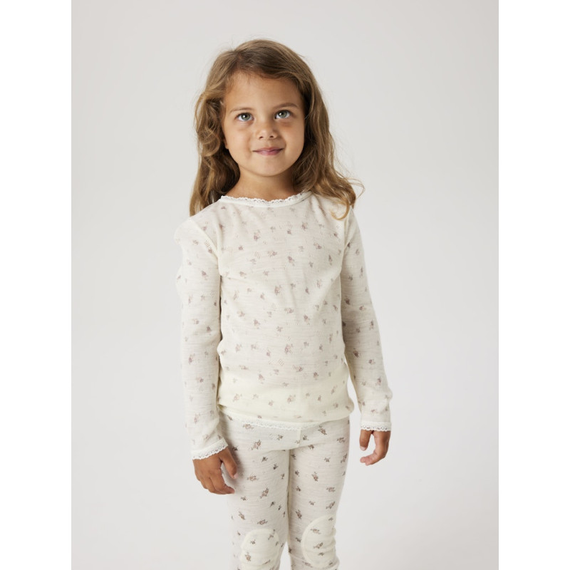 NAME IT MINI Wang Uld Bluse - Snow White / Small Flowers