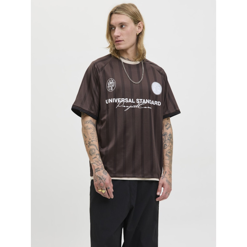 JACK & JONES Cover Retro Football T-shirt - Seal Brown