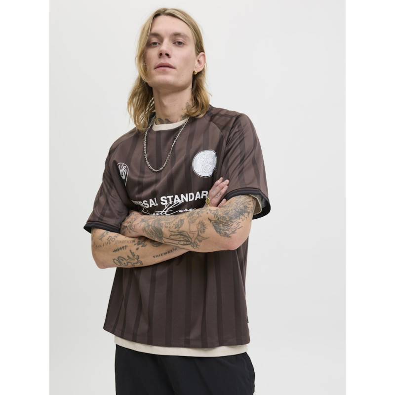 JACK & JONES Cover Retro Football T-shirt - Seal Brown