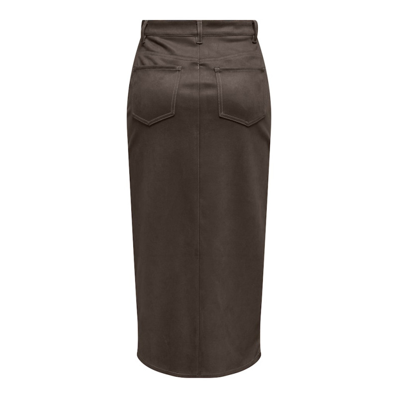 ONLY Stina Imiteret Ruskinds Nederdel - Seal Brown