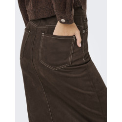ONLY Stina Imiteret Ruskinds Nederdel - Seal Brown