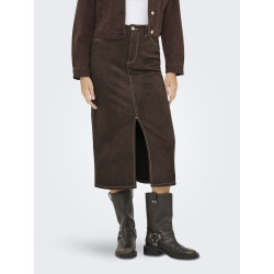 ONLY Stina Imiteret Ruskinds Nederdel - Seal Brown