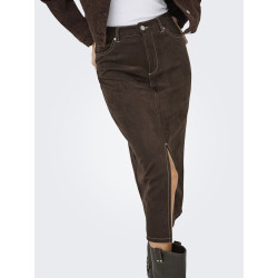 ONLY Stina Imiteret Ruskinds Nederdel - Seal Brown
