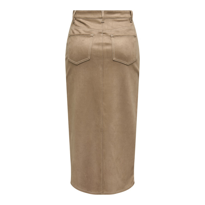 ONLY Stina Imiteret Ruskinds Nederdel - Cocoa Créme