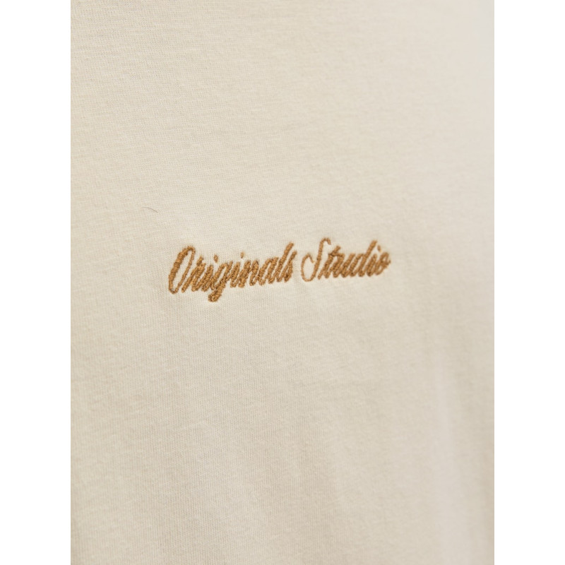 JACK & JONES Norrebro Broderet T-shirt - Antique White