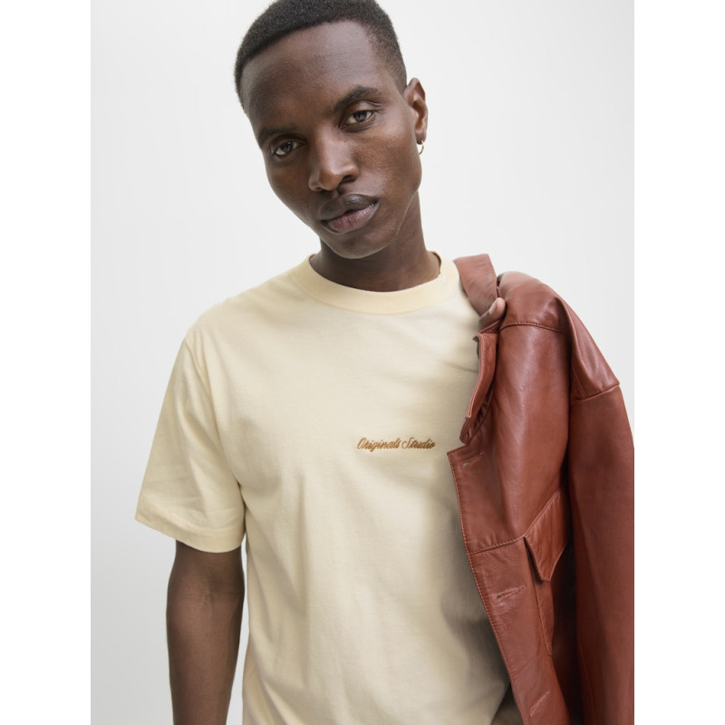 JACK & JONES Norrebro Broderet T-shirt - Antique White