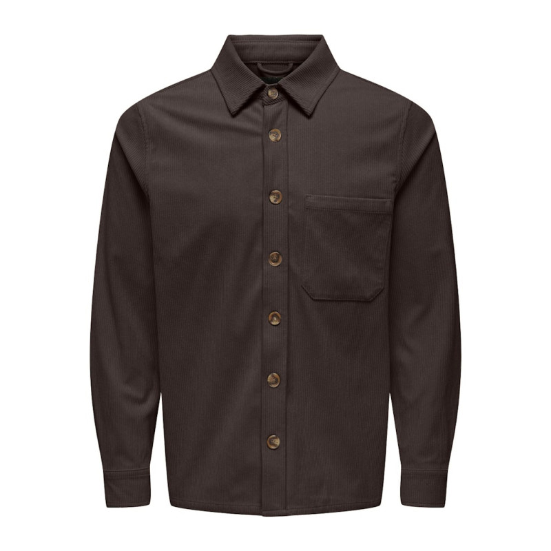 ONLY & SONS Tile Fløjl Skjorte - Coffee Bean