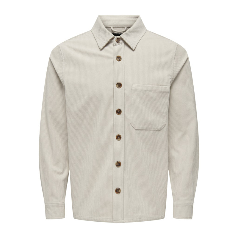 ONLY & SONS Tile Fløjl Skjorte - Pumice Stone