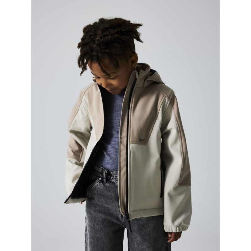 NAME IT KIDS Alfa08 Softshell Jakke - Silver Mink