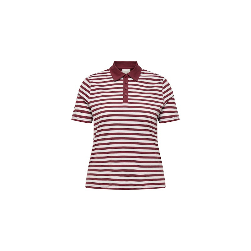 ONLY CARMAKOMA Velia S/S Polo - Ruby Wine / Cloud Dancer