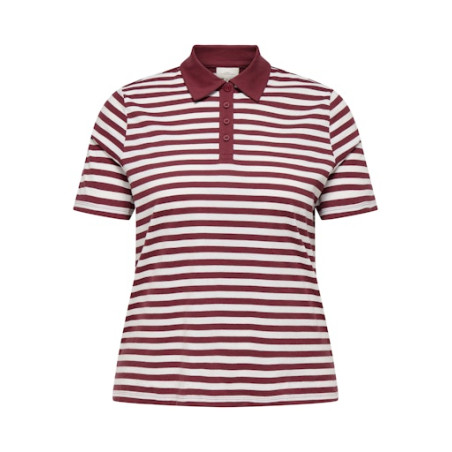 ONLY CARMAKOMA Velia S/S Polo - Ruby Wine / Cloud Dancer