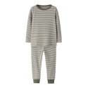 NAME IT MINI Nightset Stripe Natsæt - Dusty Olive