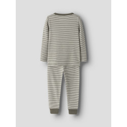 NAME IT MINI Nightset Stripe Natsæt - Dusty Olive