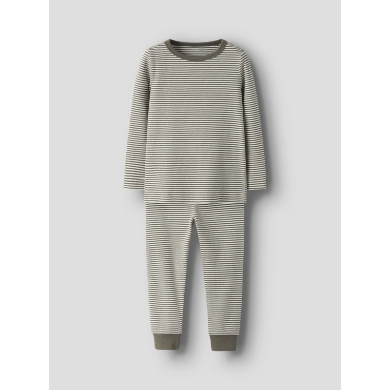 NAME IT MINI Nightset Stripe Natsæt - Dusty Olive