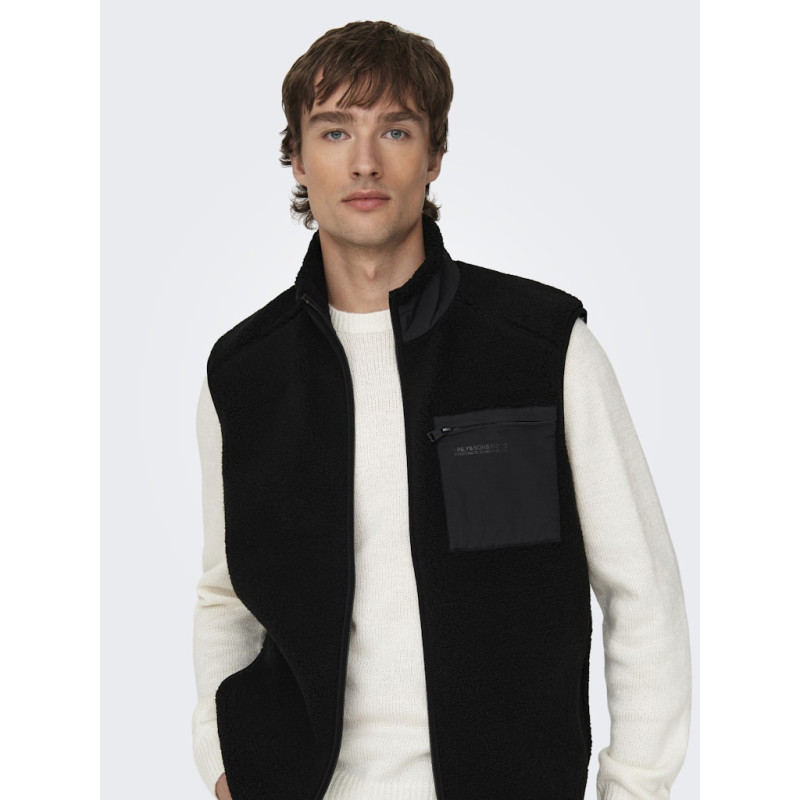 ONLY & SONS Dallas Sherpa Teddyvest - Sort