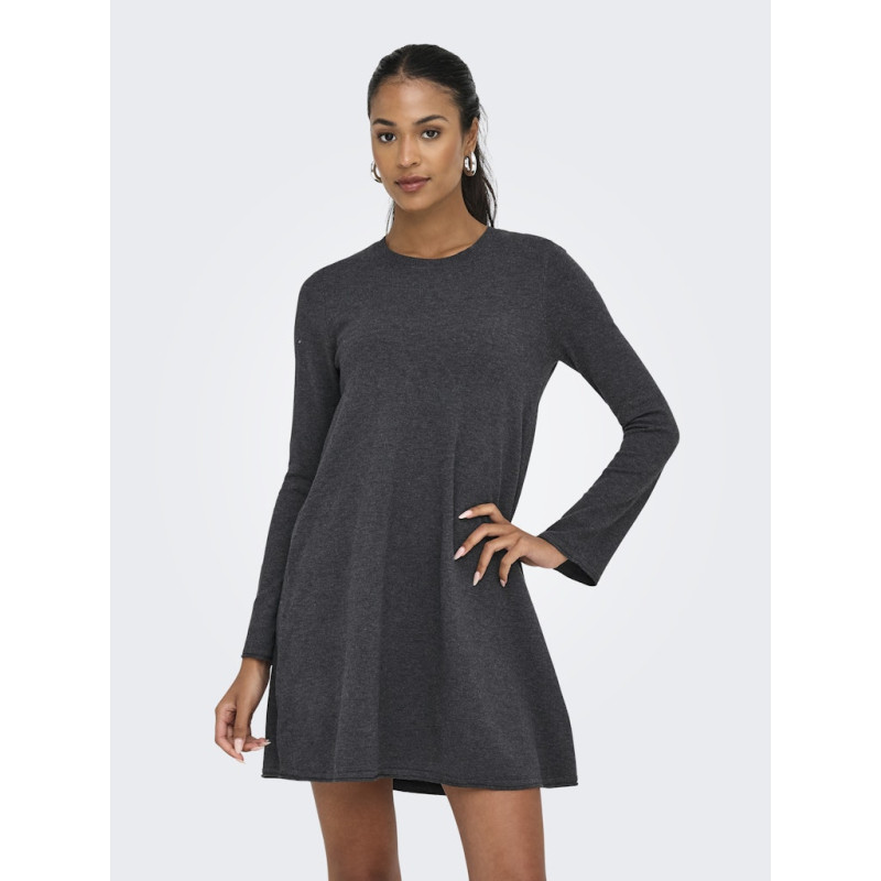 ONLY Amalio L/S Strik Kjole - Dark Grey Melange