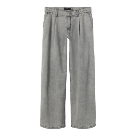 LMTD Bea Denim Brede Pleat Jeans - Medium Grey Denim