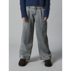 LMTD Bea Denim Brede Pleat Jeans - Medium Grey Denim