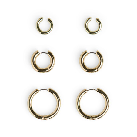 PIECES Jilvi 3-Pak Øreringe - Gold Colour