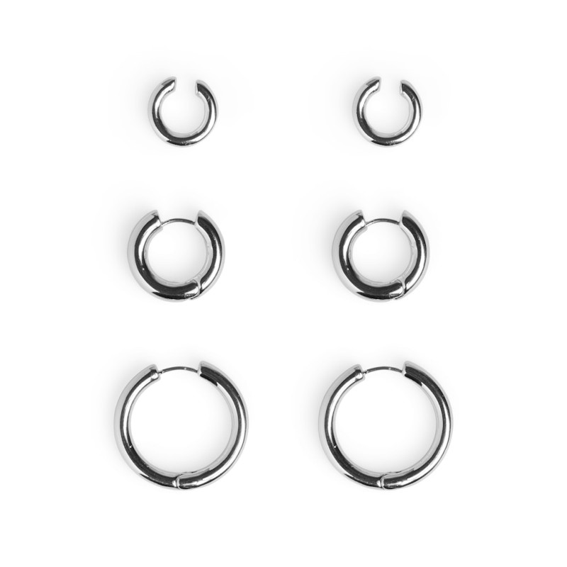 PIECES Jilvi 3-Pak Øreringe - Silver Colour