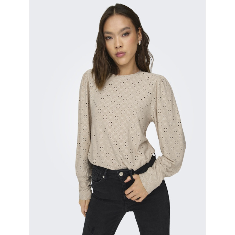 JDY Cathinka L/S Bellsleeve Strik Top - Cement