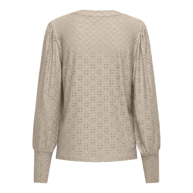 JDY Cathinka L/S Bellsleeve Strik Top - Cement