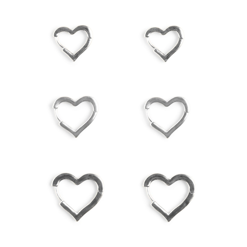 PIECES Jikka 3-Pak Øreringe - Silver Colour