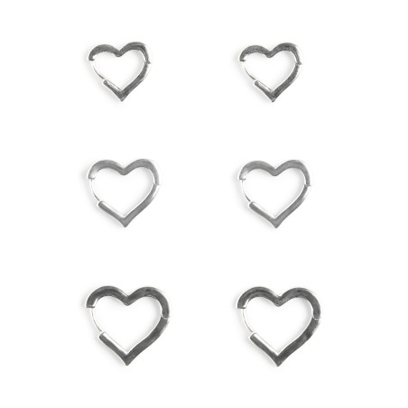 PIECES Jikka 3-Pak Øreringe - Silver Colour