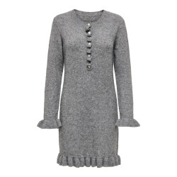 ONLY Mera L/S Strik Kjole - Medium Grey Melange