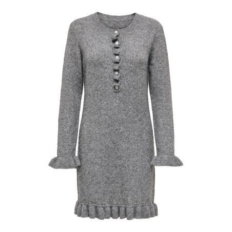 ONLY Mera L/S Strik Kjole - Medium Grey Melange