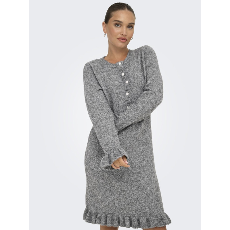 ONLY Mera L/S Strik Kjole - Medium Grey Melange