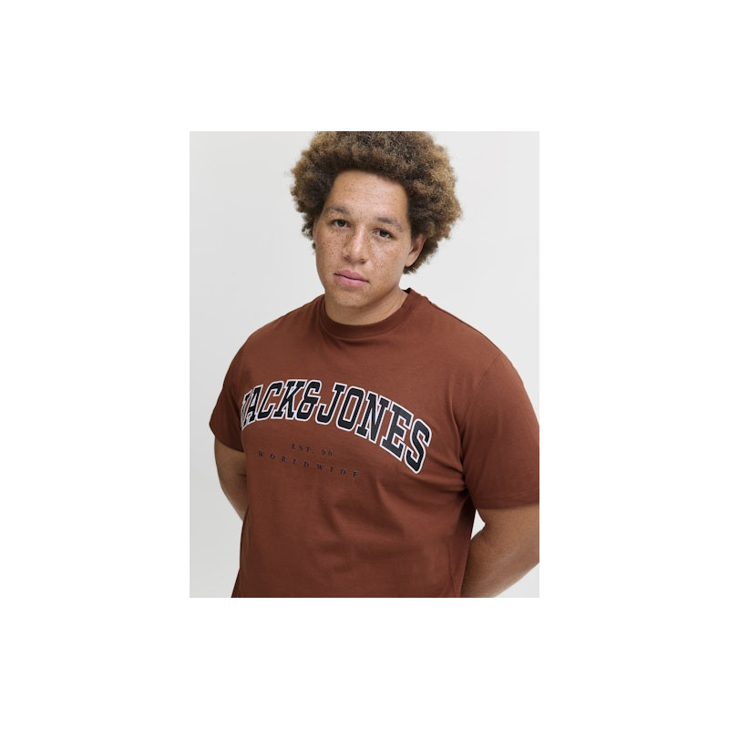 JACK & JONES PLUS Caleb Varsity T-Shirt - Burnt Henna