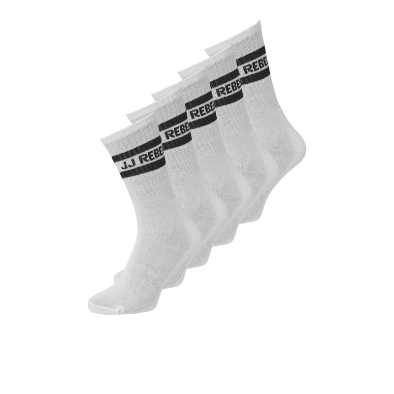 JJ REBEL Logo 5-Pak Tennis Sokker - Hvid